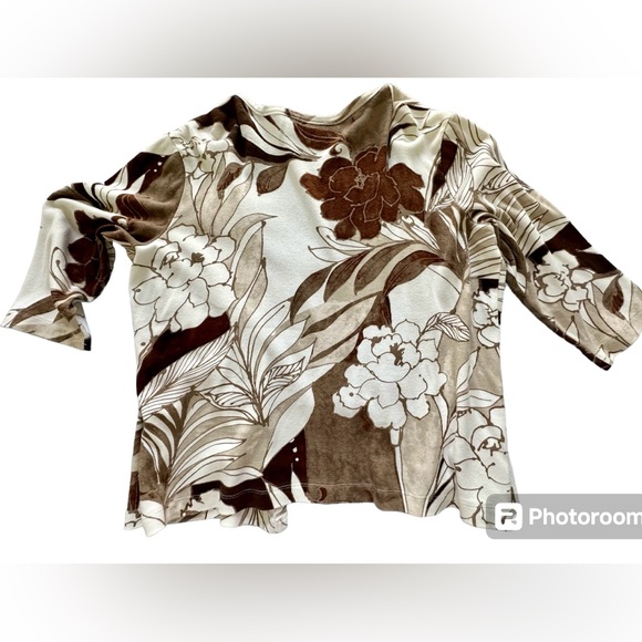 Chicos Sz 3 open front coverup- Earthtones-VG preowned 3/4 sleeves -Cotton - Picture 6 of 7